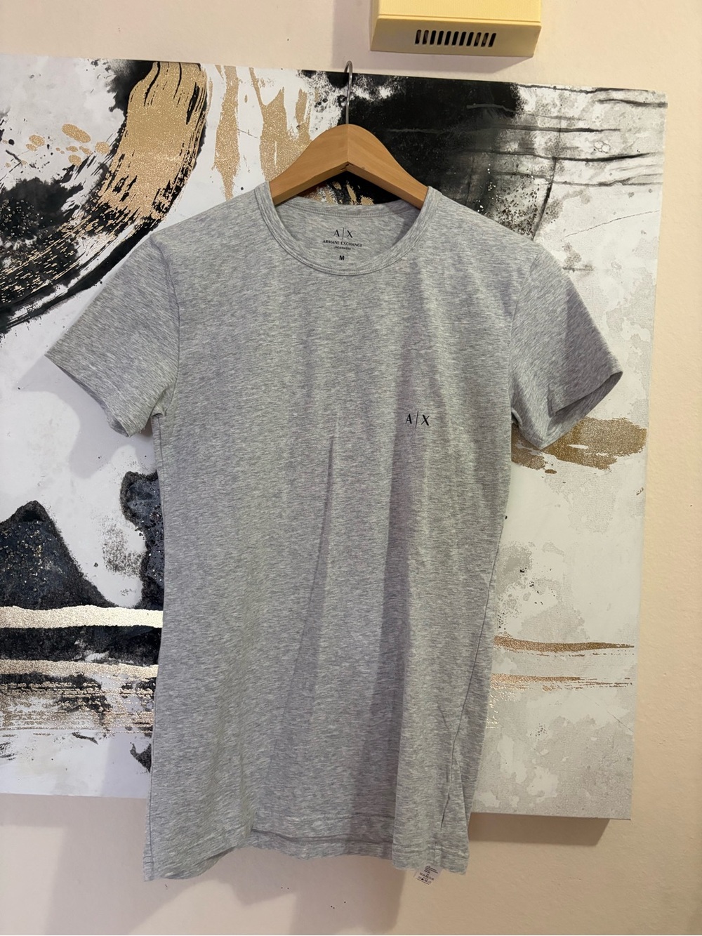 Armani Exchange Heather Gray Short Sleeve Logo Tee